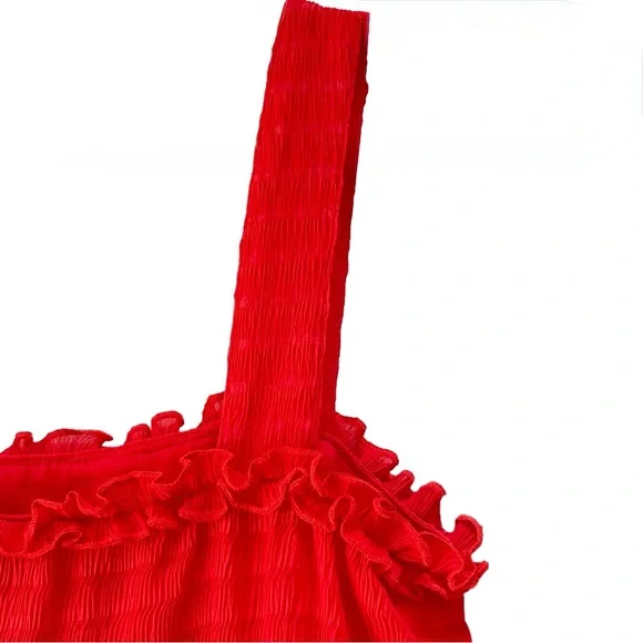 Gianni Bini Red Ruffle Snyder Fit & Flare Midi Ruffle Chiffon Dress NWOT Size S - Picture 4 of 9